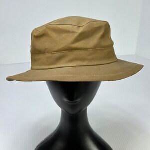 Vintage FILSON Tin Cloth Bush Hat Size L Tan Brown Waxed Canvas Made In USA